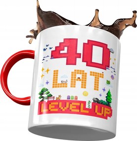 Piros Bögre Születésnapra 40 40-es 40-es Ajándék Nyomtatott Fotóval