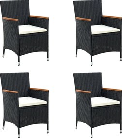vidaXL 4 db fekete polyrattan kerti étkezőszék