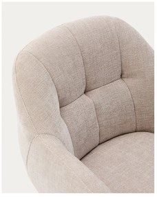 Bézs kárpitozott karfás étkezőfotel Dorina – Kave Home