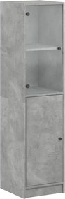 vidaXL betonszürke magasszekrény üvegajtóval 35 x 37 x 142 cm