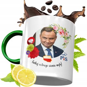 Zöld Bögre Andrzej Duda Elnök Ajándék Nyomtatott Fotóval