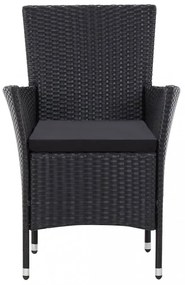 7 részes fekete kültéri polyrattan étkezőgarnitúra