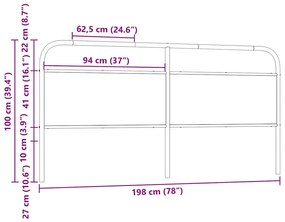 fejtámla füstölt tölgy 190 cm acél és fűrészelt fa