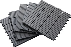 Outsunny 11 db-os Kültéri Csempeszett 30x30 cm 1 m² Kültéri Kert Padlócserepe Non-slip és Időjárásálló Könnyű Telepítés Kert Terasz Erkély Szürke | Ao