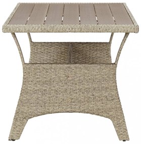 szürke polyrattan kerti asztal 120 x 70 x 66 cm