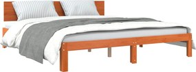 vidaXL Ágykeret fejtámlával Faggyú barna 180 x 200 cm Tömör fenyőfa