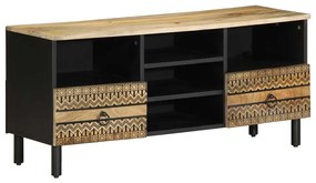 fekete tömör nyers mangófa TV-szekrény 100 x 33,5 x 46 cm