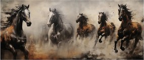 Kép - Olajfestmény lovakról (120x50 cm)