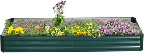 Outsunny Acél Emelt Ágyás, Ültetőláda Hidegkeret Kertágyás, Összekapcsolható Ültetőláda Virágcserép Zöldségágyás 241x90.5x30cm Kert Teraszos, Virágokh