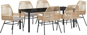 vidaXL Kert étkező szett párnával 7 pcs Barna polirattan