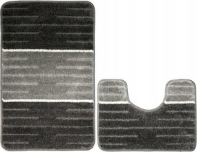 2 részes Fürdőszobaszőnyeg Como Szürke Krém Csíkos Gumírozott Szett