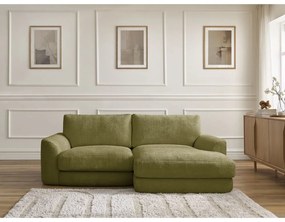 Khaki zsenília sarokkanapé (jobb oldali-heverő résszel) Leonore – Bobochic Paris