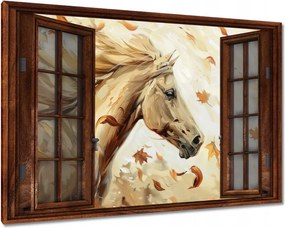 Vászonkép 120x80 Ló az őszi levelek között