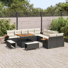 Kerti Kanapé Szett 13 pcs Fekete és krémszínű 100 x 100 x 71 cm