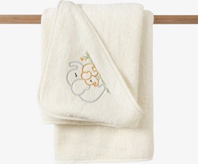 Goldea gyermek frottír fördőlepedő csuklyás - elefántok krémszínű alapon 100 x 100 cm