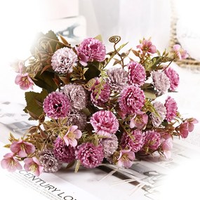 Mesterséges Szegfű Csokor Rózsaszín Lila 30cm Virág Dekoráció Váza Nád