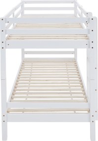 Emeletes ágy, 90x200, tömör fa, fehér, INEZA