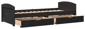 Napozóágy 2 fiókkal matrac nélkül IRUN Fekete 90x200 cm