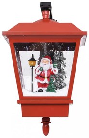 piros karácsonyi fali lámpa LED-ekkel és Mikulással 40x27x45 cm