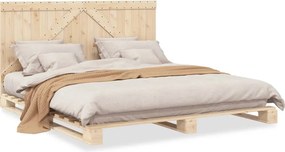 vidaXL tömör fenyőfa ágykeret fejtámlával 200 x 200 cm