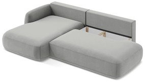 Világosszürke kinyitható sarokkanapé (bal oldali-heverő résszel) Hale – Makamii