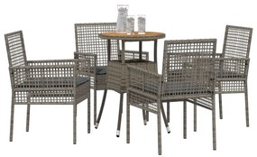 Étkező bútor szett 5-ös szett Szürke Rattan, Üveg Tartós