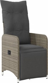 vidaXL szürke polyrattan dönthető kerti szék párnákkal