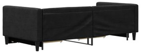 fekete kihúzható szövet heverő fiókkal 90 x 190 cm