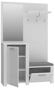 HIRO előszobafal tükörrel fehér/szürke