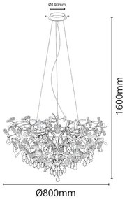 Kristály csillár zsinóron 13xG9/40W/230V króm