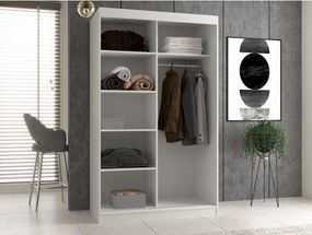 IGA 120 tolóajtós gardróbszekrény, 1 tükörrel, 120x200x61 cm, fehér