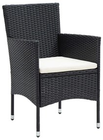 vidaXL 9 részes fekete polyrattan kerti étkezőgarnitúra párnákkal