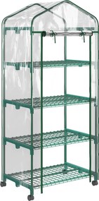 Outsunny Üvegház Rolóval és Polcokkal, Télen Használható Acél Üvegház, Üvegház Erkélyre, Kertbe, Paradicsomház 69 x 50 x 165 cm, Üvegház Paradicsomokh