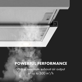 Klarstein Mariana 60, kihúzható páraelszívó, 60 cm, 500 m³/ó, elszívás, LED, fehér