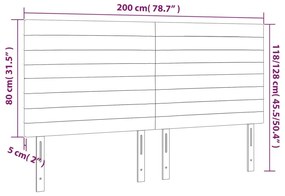 fekete szövet LED-es fejtámla 200x5x118/128 cm