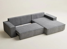 Szürke zsenília kinyitható-tárolóhelyes sarokkanapé (jobb oldali-heverő résszel) Maze – Maison de Rêve