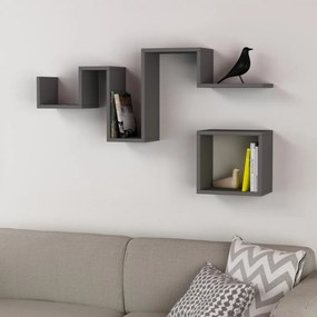 Follow fali polc, antracit, 116 cm