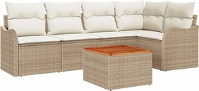 vidaXL Kerti Kanapé Szett tárolóval 6 pcs Beige és krém polirattan