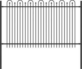 vidaXL Tüske Íves Kerítés Fekete 200 x 130 cm Porszórt acél