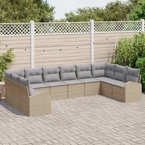 Kerti Kanapé Szett párnával 10 pcs Beige és Világosszürke