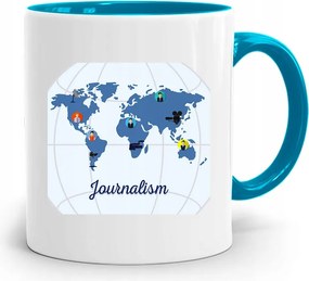 Kék Bögre Ajándék Riporter Újságírónak, fényképes nyomattal