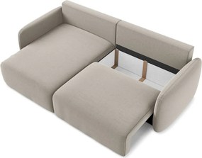 Szürkésbarna bársony kinyitható-tárolóhelyes sarokkanapé (bal oldali-heverő résszel) Kalena – Makamii