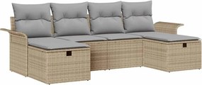 vidaXL Kerti Kanapé Szett párnával tárolóval 6 pcs Bézs Poli rattan