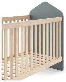 Natúr színű-szürkészöld babaágy 60x120 cm borovi fenyő dekorral Estefania – Marckeric