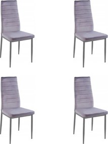 Masiv 4 személyes étkezőszett Coleta székekkel, Beton - Szürke bársony N