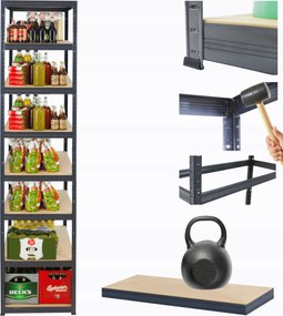 Tárolószekrény fém állvány Helios 270x30x30cm 8Px175kg 300EZER Komb