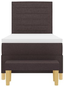 Boxspring Ágy Matracokkal és Padokkal Sötét Barna 90x200 cm Szövet