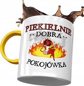 Sárga Bögre Takarítónőnek Pokolian Jó Nyomtatott Bögre Fotóval