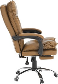 Irodai szék lábtartóval, textilbőr barna, DRAKE