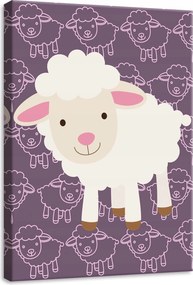 Vászonkép 50x70 Bárány rajzfilm vidám egyszerű minta élénk színek gyermekművészet
